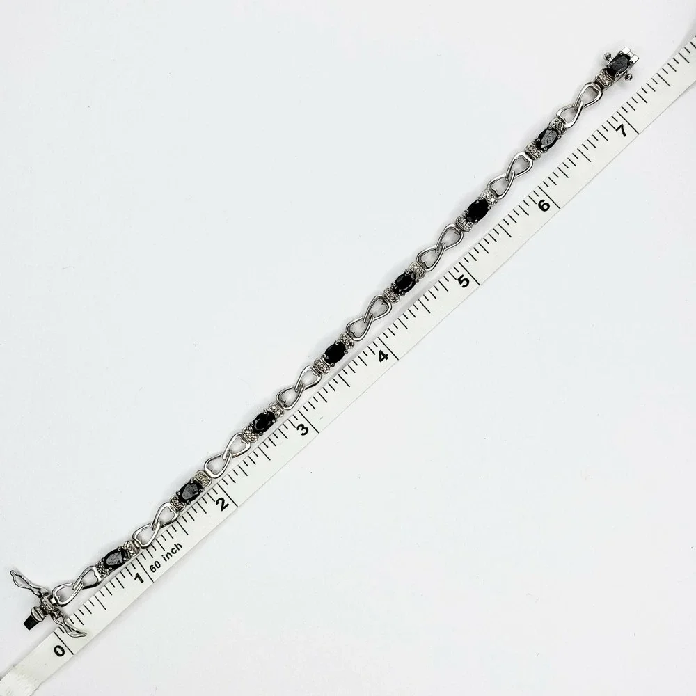Ross Simons Link Bracelet 925 Sterling Silver 7.3in Blue Sapphire China